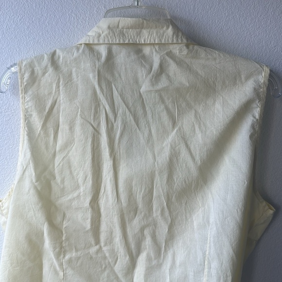 Dress Barn top light yellow eyelet front tie summer happy size Large - Picture 7 of 11